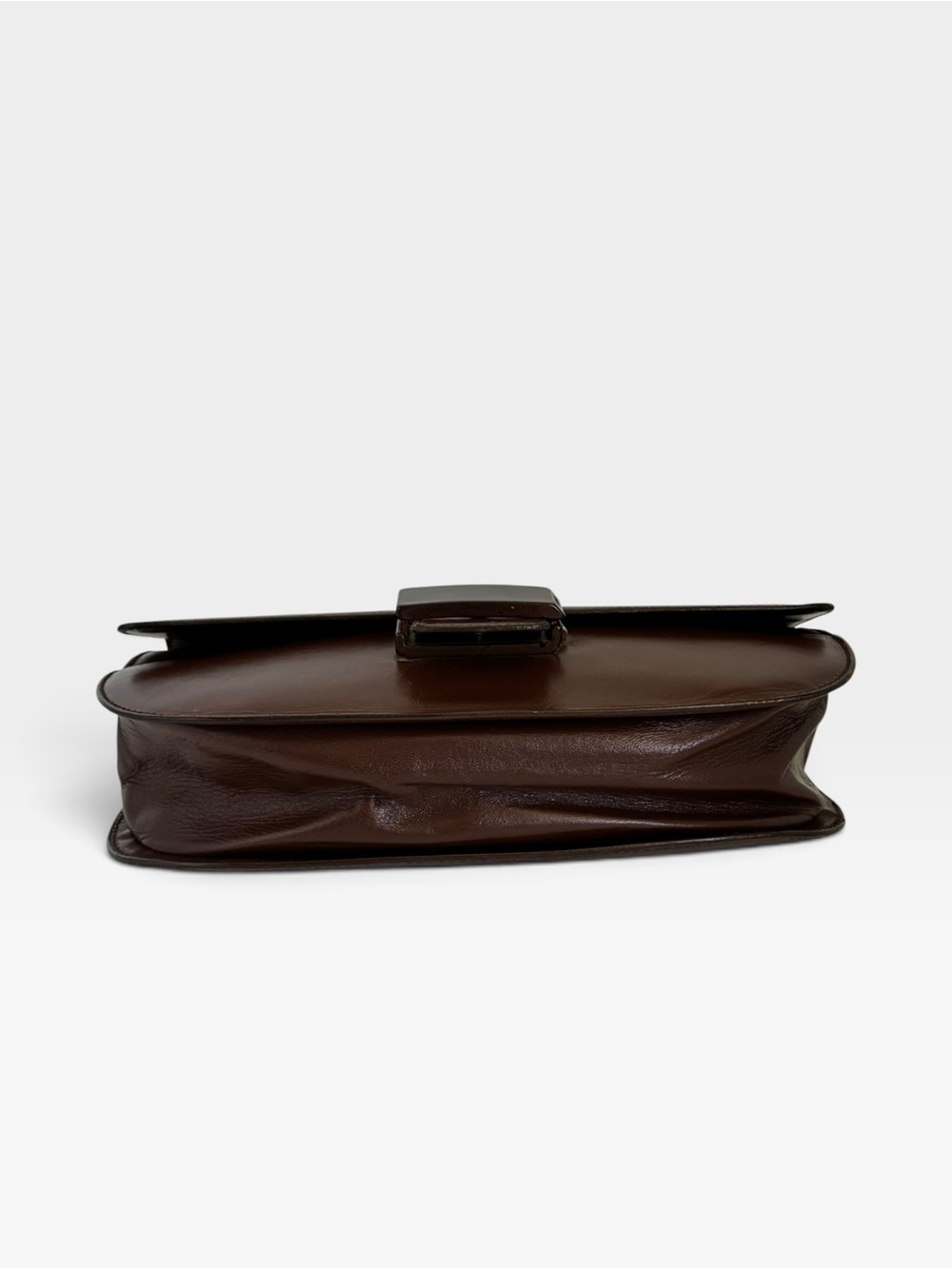 Vintage Prada Brown Leather Shoulder Bag Flap Clasp Logo Y2K - Picture 5 of 12